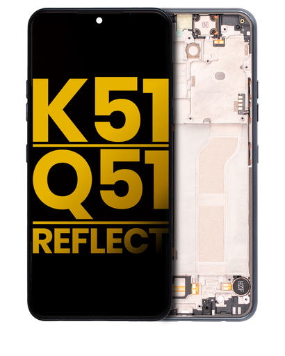 LCD Assembly With Frame Compatible For LG K51 / Q51 / Reflect (Refurbished) (Black)