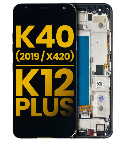 LCD Assembly With Frame Compatible For LG K40 (2019 / X420) / K12 Plus (Refurbished) (Black)