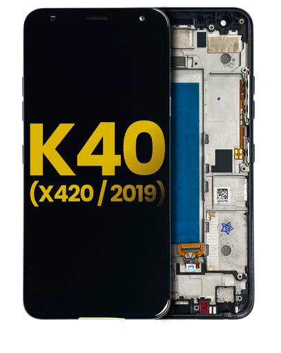 LCD Assembly With Frame Compatible For LG K40 (X420 / 2019) (Refurbished) (Gray)