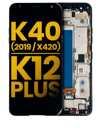 LCD Assembly With Frame Compatible For LG K40 (2019 / X420) / K12 Plus (Refurbished) (Gray)