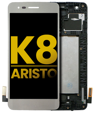LCD Assembly With Frame Compatible For LG K8 (2017)/Aristo (US Version) (Refurbished) (Silver)