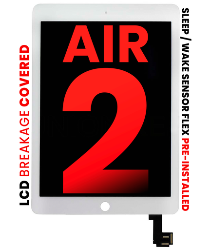 LCD Assembly With Digitizer Compatible For iPad Air 2 (Sleep / Wake Sensor Flex Pre-Installed) (Aftermarket Pro: XO7-2) (White)