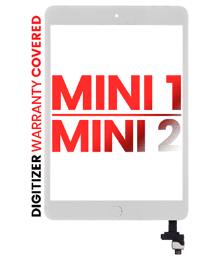Digitizer With IC Chip &amp; Home Button Pre-Installed Compatible For iPad Mini 1 / iPad Mini 2 (Aftermarket Pro: XO7) (White)