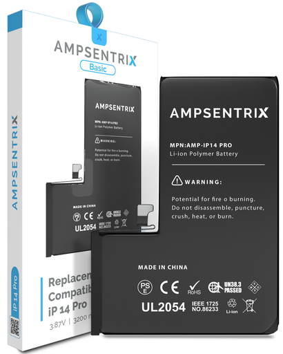 Replacement Battery Compatible For iPhone 14 Pro (AmpSentrix Basic)