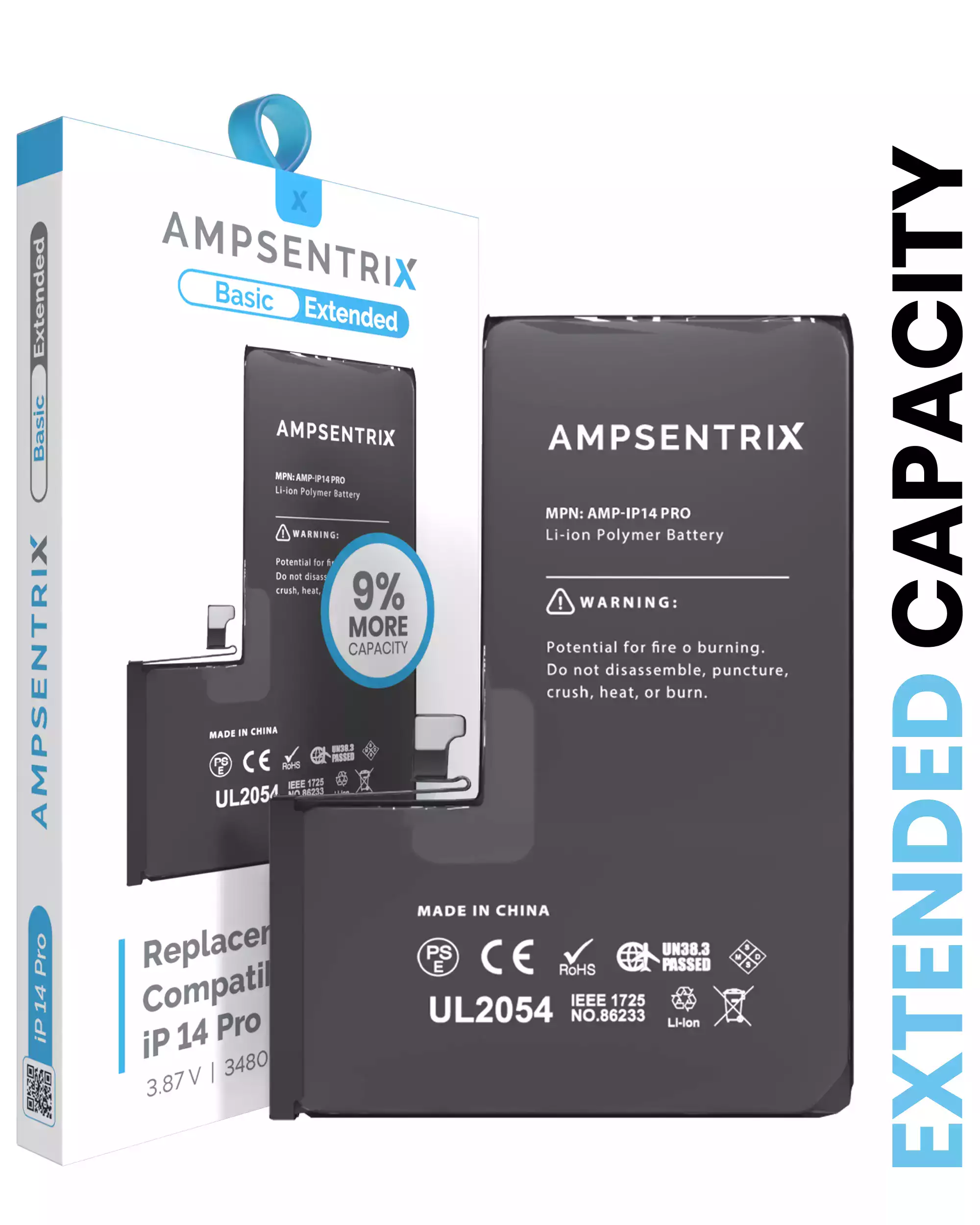 Replacement Battery Compatible For iPhone 14 Pro (AmpSentrix Basic Extended)