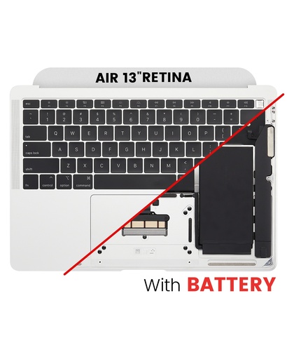 Top Case Assembly With Battery And Keyboard Compatible For MacBook Air 13&quot; Retina (A1932 / Late 2018 / Early 2019 / Mid 2019) (US English) (Used OEM Pull: Grade B) (Silver)