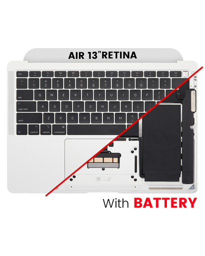 Top Case Assembly With Battery And Keyboard Compatible For MacBook Air 13&quot; Retina (A1932 / Late 2018 / Early 2019 / Mid 2019) (US English) (Used OEM Pull: Grade A) (Silver)