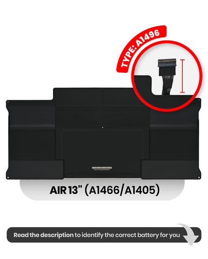 Battery (A1496) Compatible For MacBook Air 13&quot; (A1466 / Mid 2012 / A1405 / Mid 2013 / Early 2014 / Early 2015 / Mid 2017)
