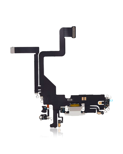 Charging Port Flex Cable Compatible For iPhone 14 Pro (Used OEM Pull) (Silver)