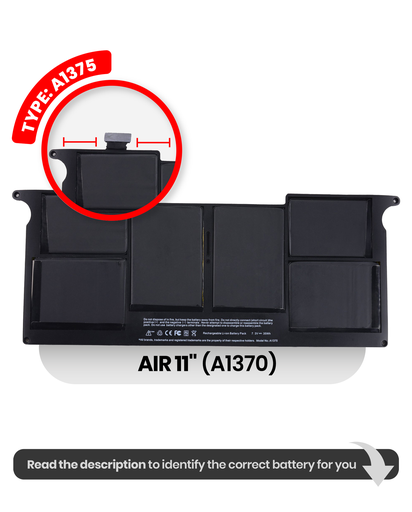 Battery (A1375) Compatible For MacBook Air 11&quot; (A1370 / Late 2010)
