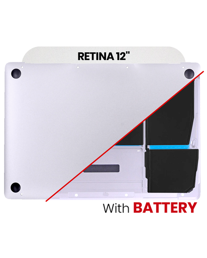 Bottom Case With Battery (A1705) Compatible For MacBook Retina 12&quot; (A1534 / Early 2016 / Mid 2017) (Silver)