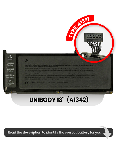 Battery (A1331) Compatible For MacBook Unibody 13&quot; (A1342 / Late 2009 / Mid 2010)