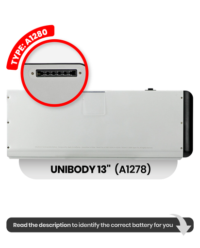 Battery (A1280) Compatible For MacBook Unibody 13&quot; (A1278 / Late 2008)