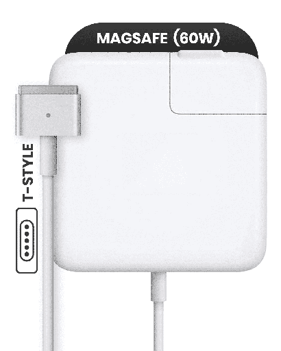 60W MagSafe Power Adapter With Cable (T-Style) For MacBook (OEM Pull Grade: A/B)