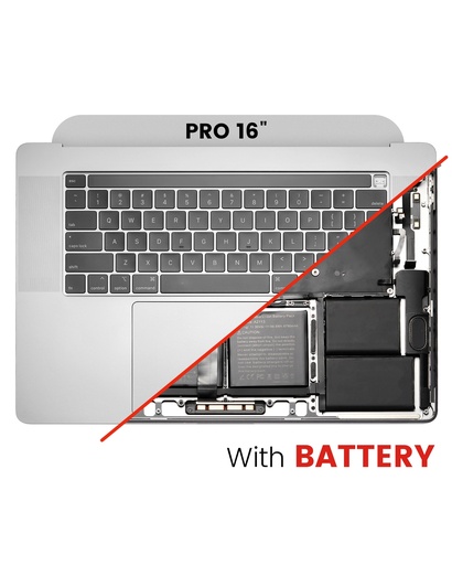 Top Case Assembly With Battery And Keyboard Compatible For MacBook Pro 16&quot; (A2141 / Mid 2019) (US English) (Used OEM Pull: Grade New) (Silver)