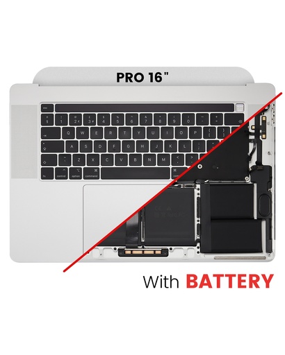 Top Case Assembly With Battery And Keyboard Compatible For MacBook Pro 16&quot; (A2141 / Mid 2019) (UK English) (Used OEM Pull: Grade New) (Silver)