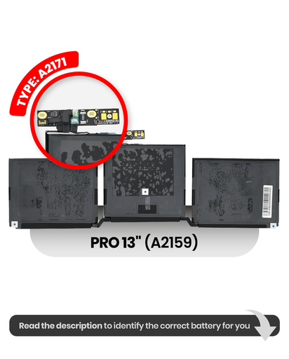 Battery (A2171) Compatible For MacBook Pro 13&quot; (A2159 / EMC 3301) (A2338 / EMC 8162) (A2289 / EMC 3456)