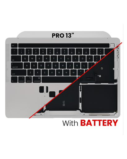 Top Case Assembly With Battery And Keyboard Compatible For MacBook Pro 13&quot; (A2338 / Late 2020) (Used OEM Pull: Grade B/C) (US Keyboard) (Silver)