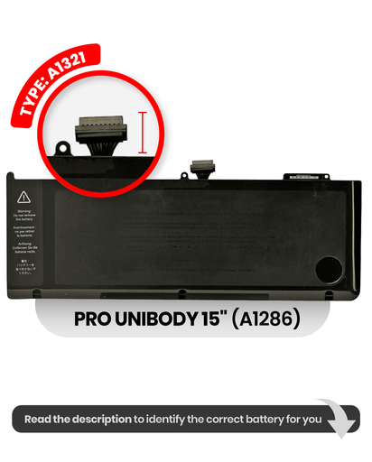 Battery (A1321) Compatible For MacBook Pro Unibody 15&quot; (A1286 / Mid 2009 / Mid 2010)