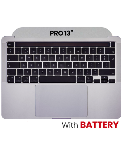 Top Case Assembly With Battery And Keyboard Compatible For MacBook Pro 13&quot; (A2251 / Mid 2020) (US Keyboard)(Used OEM Pull: Grade A) (Silver)