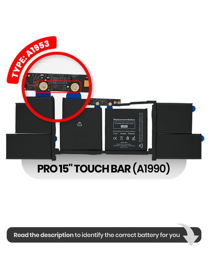 Battery (A1953) Compatible For MacBook Pro 15&quot; Touch Bar (A1990 Late 2018 / Early 2019)