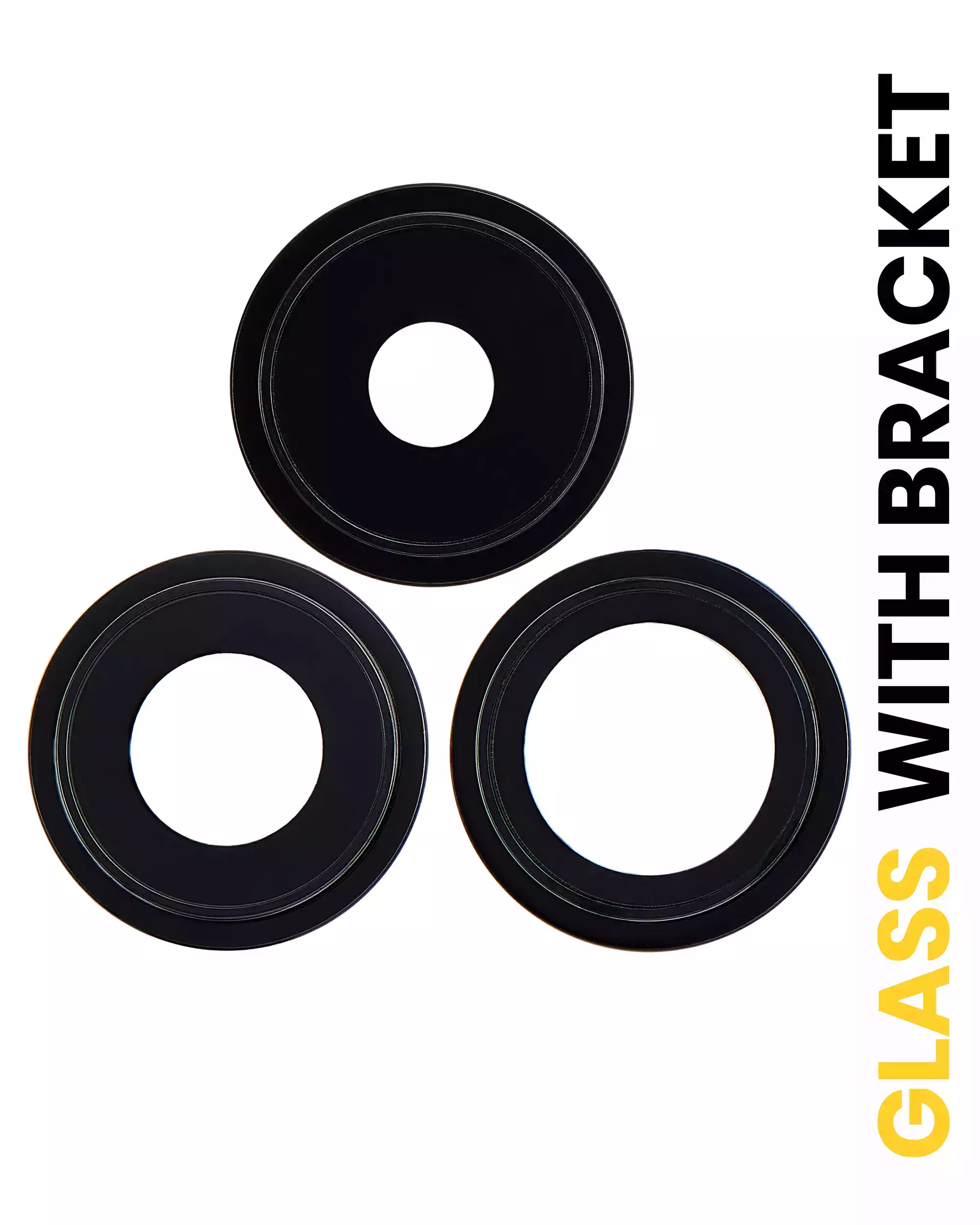 Back Camera Lens With Bracket &amp; Bezel Compatible For iPhone 14 Pro / 14 Pro Max (Space Black) (3 Piece Set) (Premium)