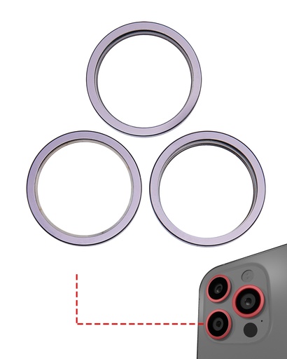 Back Camera Bezel Ring Only Compatible For iPhone 14 Pro / 14 Pro Max (Deep Purple) (3 Piece Set)
