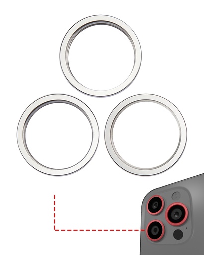 Back Camera Bezel Ring Only Compatible For iPhone 14 Pro / 14 Pro Max (Silver) (3 Piece Set)