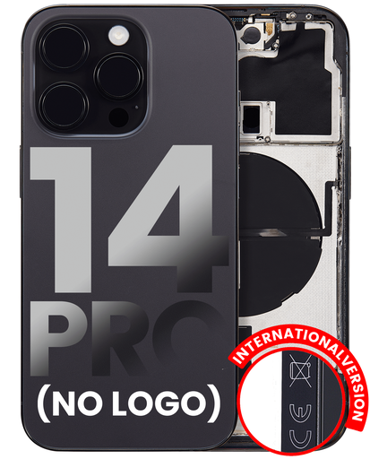 Back Housing W/ Small Pre-Installed Compatible For iPhone 14 Pro (International Version) (No Logo) (Aftermarket Plus) (Space Black)