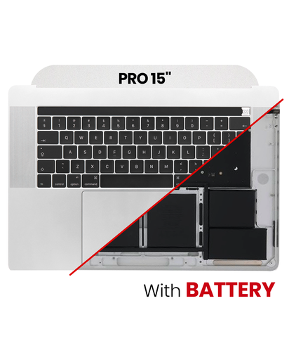 Top Case Assembly (With Battery And keyboard) Compatible For MacBook Pro 15&quot; W/ Touch Bar (A1707 / Late 2016 / Mid 2017) (UK English) (Silver)