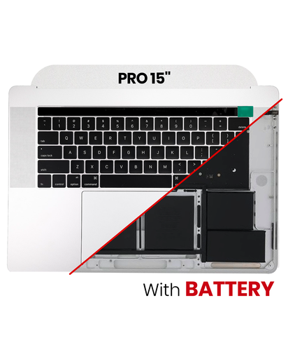 Top Case Assembly With Battery And Keyboard Compatible For MacBook Pro 15&quot; Touch Bar (A1707 / Late 2016 / Mid 2017) (US Keyboard) (Silver)