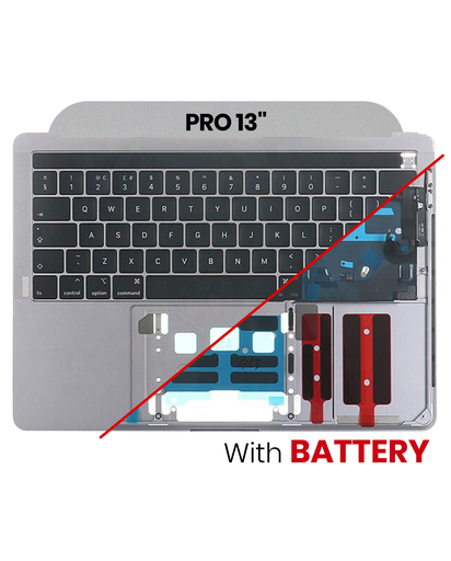 Top Case Assembly (With Battery And Keyboard) Compatible For MacBook Pro 13&quot; (A1989 / Late 2018 / Early 2019) (UK Keyboard) (Space Gray)
