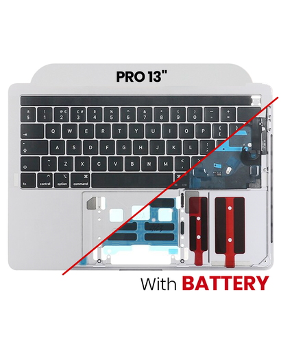 Top Case Assembly (with Battery and keyboard) Compatible For Macbook Pro 13&quot; (A1989 / Late 2018 / Early 2019) (UK Keyboard) (Silver)