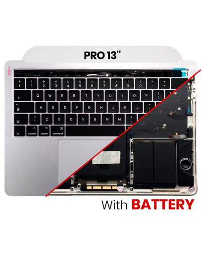 Top Case Assembly With Battery And Keyboard Compatible For MacBook Pro 13&quot; Touch Bar (A1706 / Late 2016) (US Keyboard) (Used OEM Pull: Grade B/C) (Silver)