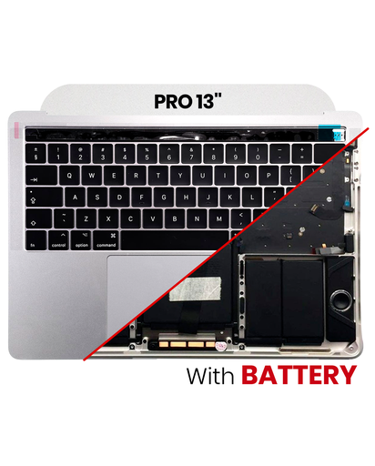 Top Case Assembly With Battery And Keyboard Compatible For MacBook Pro 13&quot; Touch Bar (A1706 / Late 2016) (US Keyboard) (Silver)