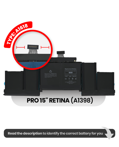 Battery (A1618) Compatible For MacBook Pro 15&quot; Retina (A1398 / Mid 2015)