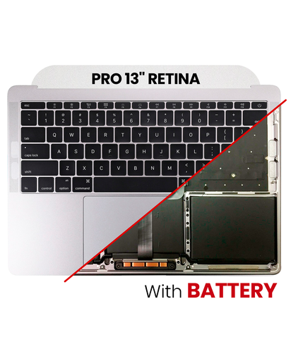 Top Case Assembly With Battery And Keyboard Compatible For MacBook Pro 13&quot; Retina (A1708 / Late 2016) (US Keyboard) (Used OEM Pull: Grade B/C) (Silver)