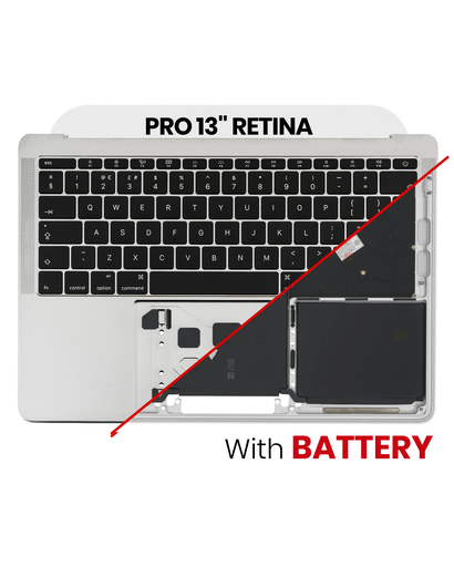 Top Case Assembly With Battery And Keyboard Compatible For MacBook Pro 13&quot; Retina (A1708 / Late 2016) (US Keyboard) (Used OEM Pull: Grade New) (Silver)