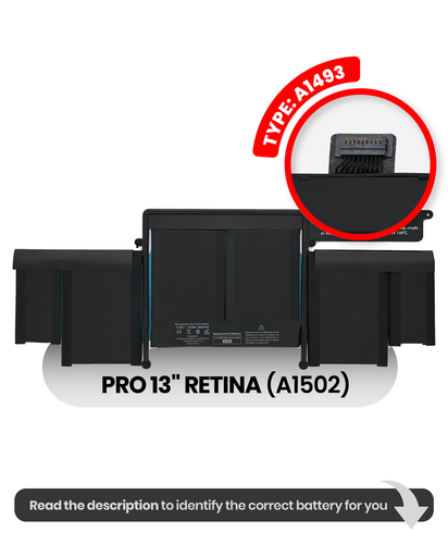 Battery (A1493) Compatible For MacBook Pro 13&quot; Retina (A1502 / Late 2013 / Mid 2014)