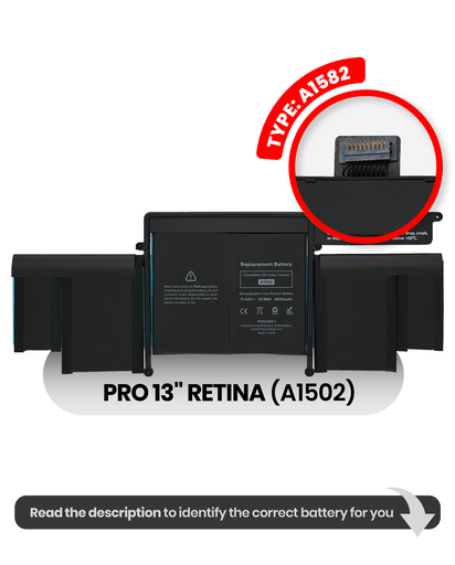 Battery (A1582) Compatible For MacBook Pro 13&quot; Retina (A1502 / Early 2015)