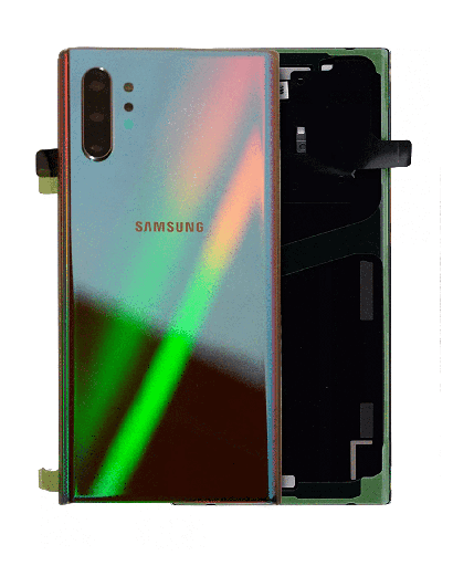 Back Cover Glass With Camera Lens Compatible For Samsung Galaxy Note 10 Plus / 5G (Service Pack) (Aura Glow / Silver)