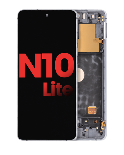 OLED Assembly With Frame Compatible For Samsung Galaxy Note 10 Lite (Aftermarket Plus) (Aura Glow / Silver)