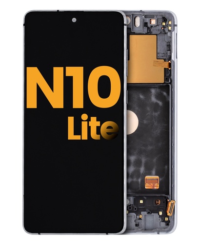OLED Assembly With Frame Compatible For Samsung Galaxy Note 10 Lite (Refurbished) (Aura Glow / Silver)