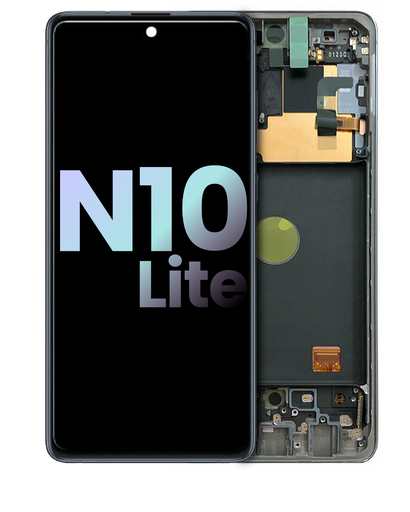 OLED Assembly With Frame Compatible For Samsung Galaxy Note 10 Lite (Service Pack) (Aura Glow / Silver)