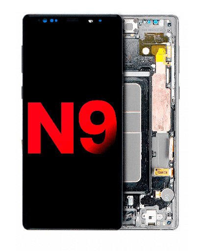 OLED Assembly With Frame Compatible For Samsung Galaxy Note 9 (Aftermarket Plus) (Cloud Silver)