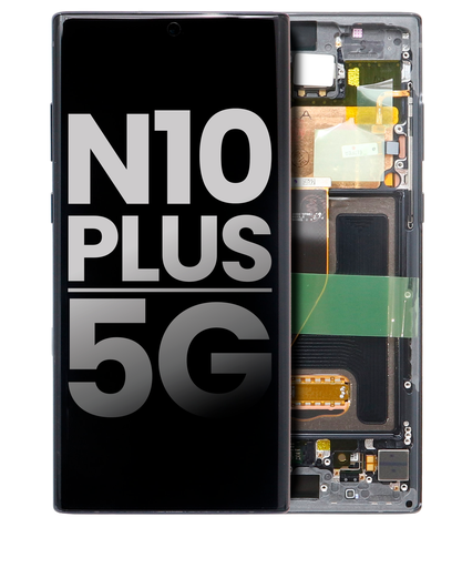 OLED Assembly With Frame Compatible For Samsung Galaxy Note 10 Plus / 5G (Used OEM Pull: Grade A) (Aura Black)
