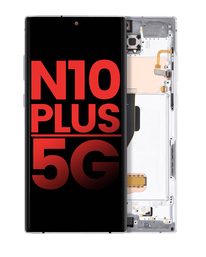 OLED Assembly With Frame Compatible For Samsung Galaxy Note 10 Plus / 5G (Aftermarket Plus) (Aura White)
