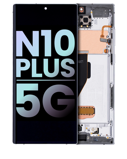 OLED Assembly With Frame Compatible For Samsung Galaxy Note 10 Plus / 5G (Service Pack) (Aura White)