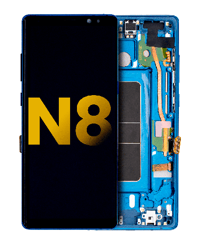 OLED Assembly With Frame Compatible For Samsung Galaxy Note 8 (Refurbished) (Deep Sea Blue)