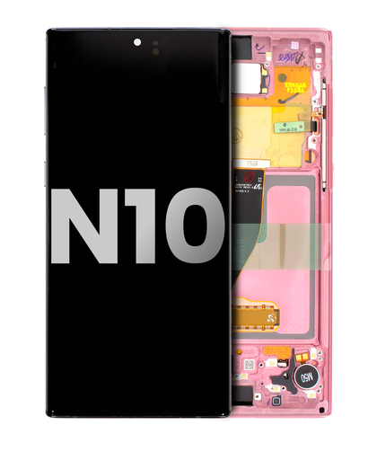 OLED Assembly With Frame Compatible For Samsung Galaxy Note 10 (Used OEM Pull: Grade B/C) (Aura Pink)